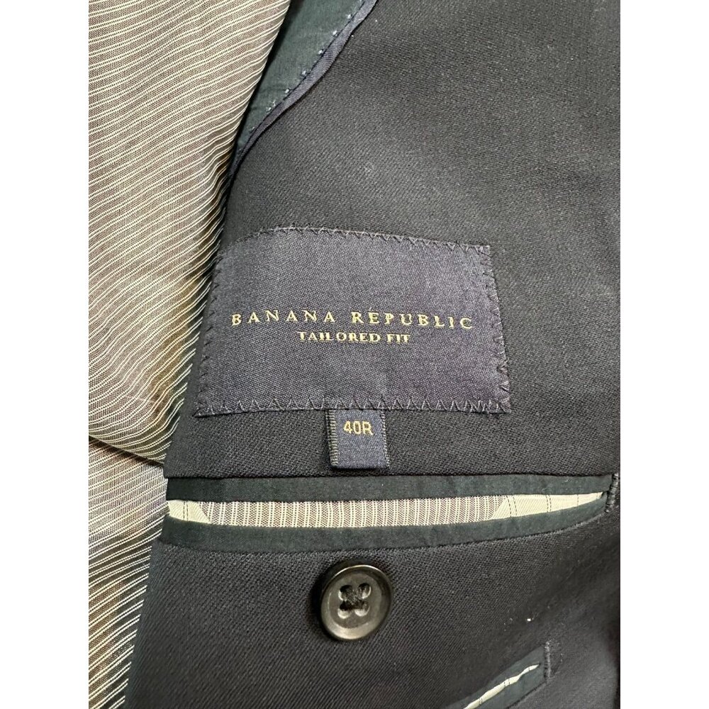 Banana Republic Blazer Mens 40R Navy Tailored Fit Italian Wool Jacket Preppy - Picture 5 of 7